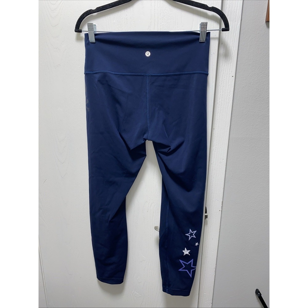 Lululemon Navy Blue High Rise Leggings Star Skull Graphic Ankle Women's